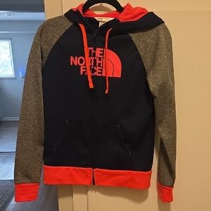 The North Face Navy and Red/orange Full-Zip Hoodie. New Without Tag